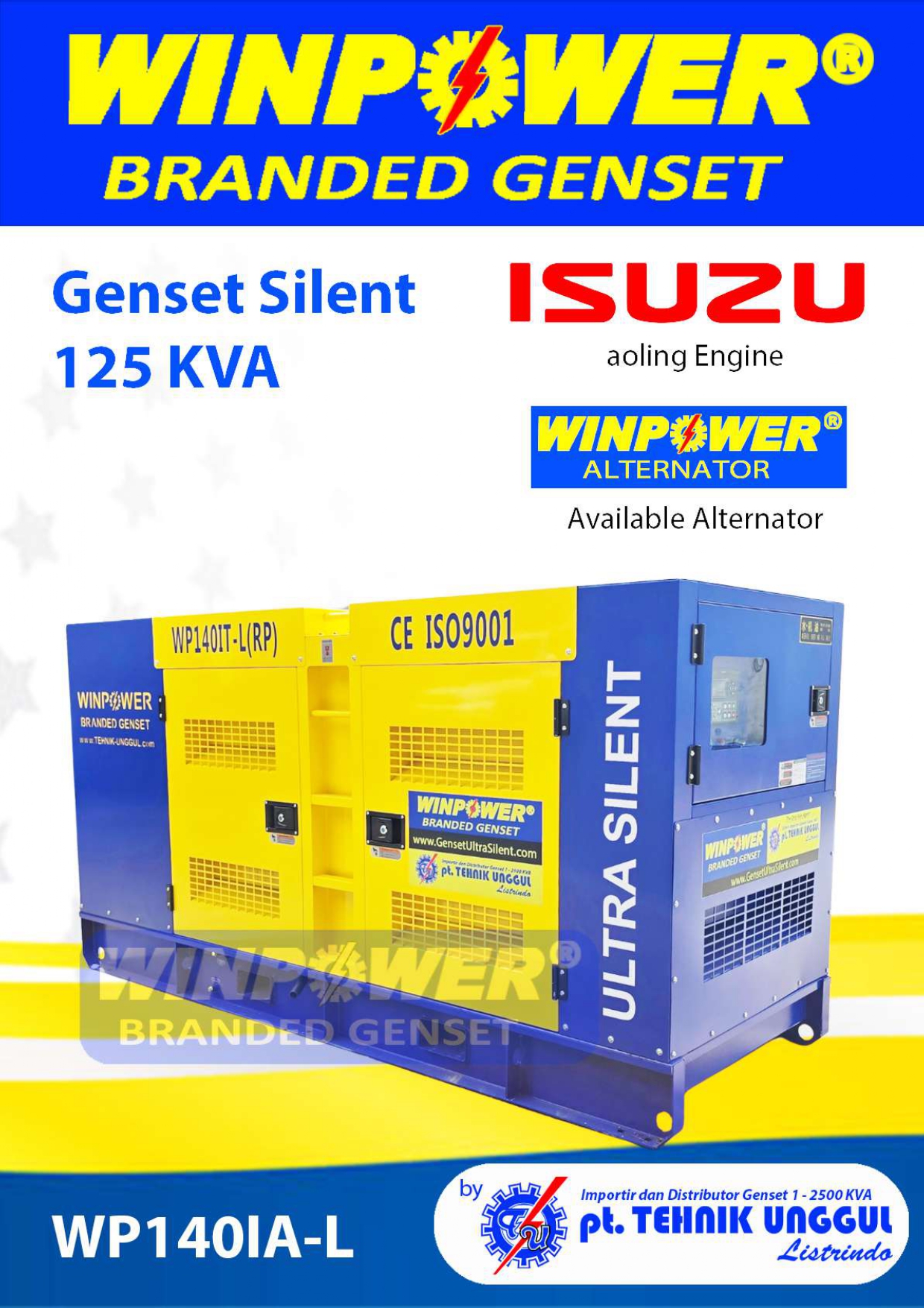 WP140IA-L-GENSET SILENT ISUZU aoling 125 KVA