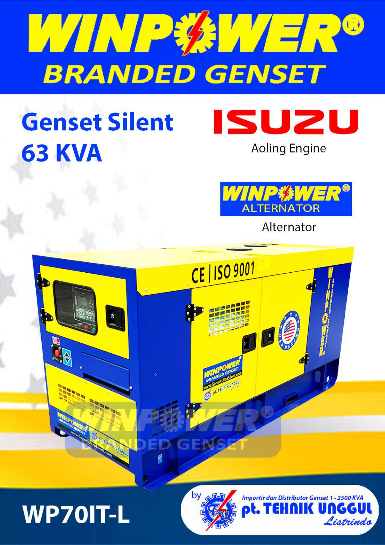 WP70IT-L - GENSET SILENT ISUZU aoling 63 KVA
